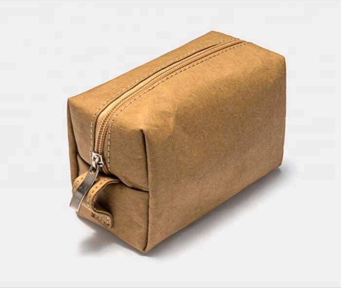 washable kraft paper travel cosmetic bag